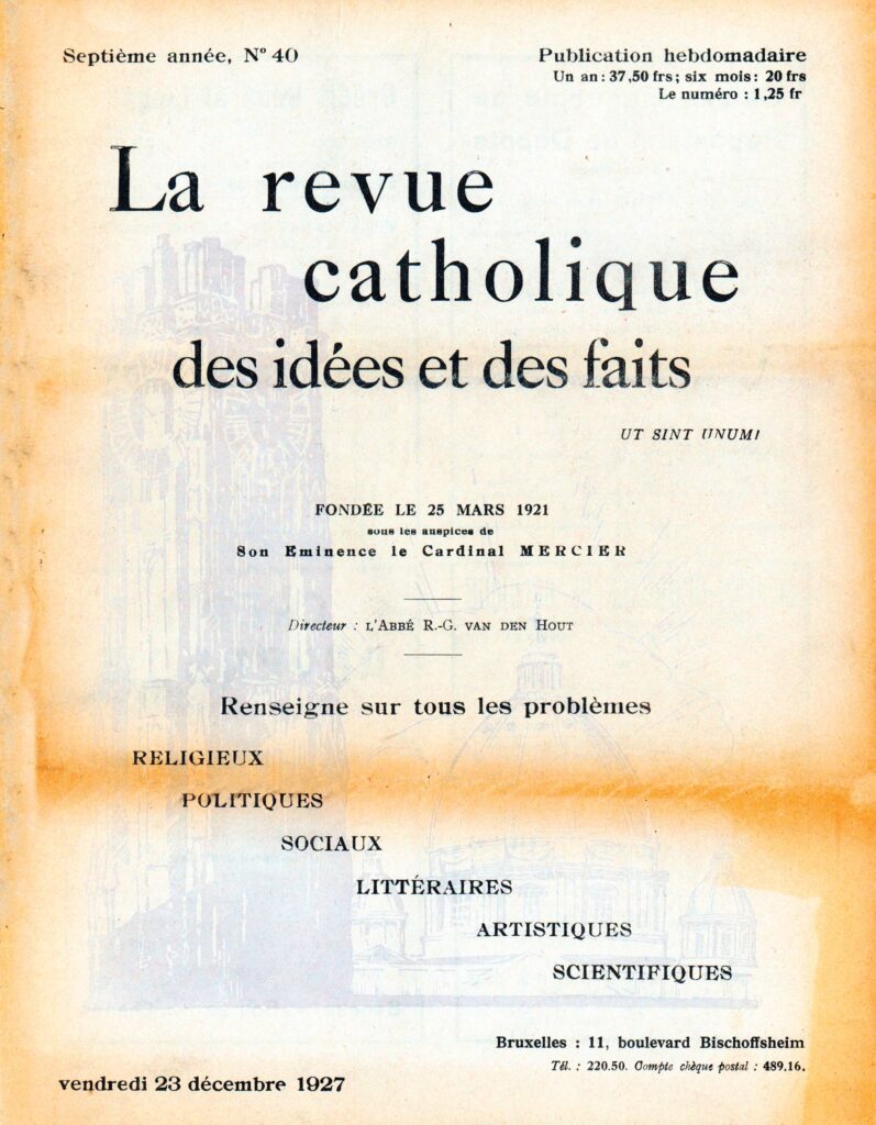 rare vintage magazines revue catholique hof in wenen count of Sainte-Aulaire disarmament limburg the Kempen statistics figures mussolini