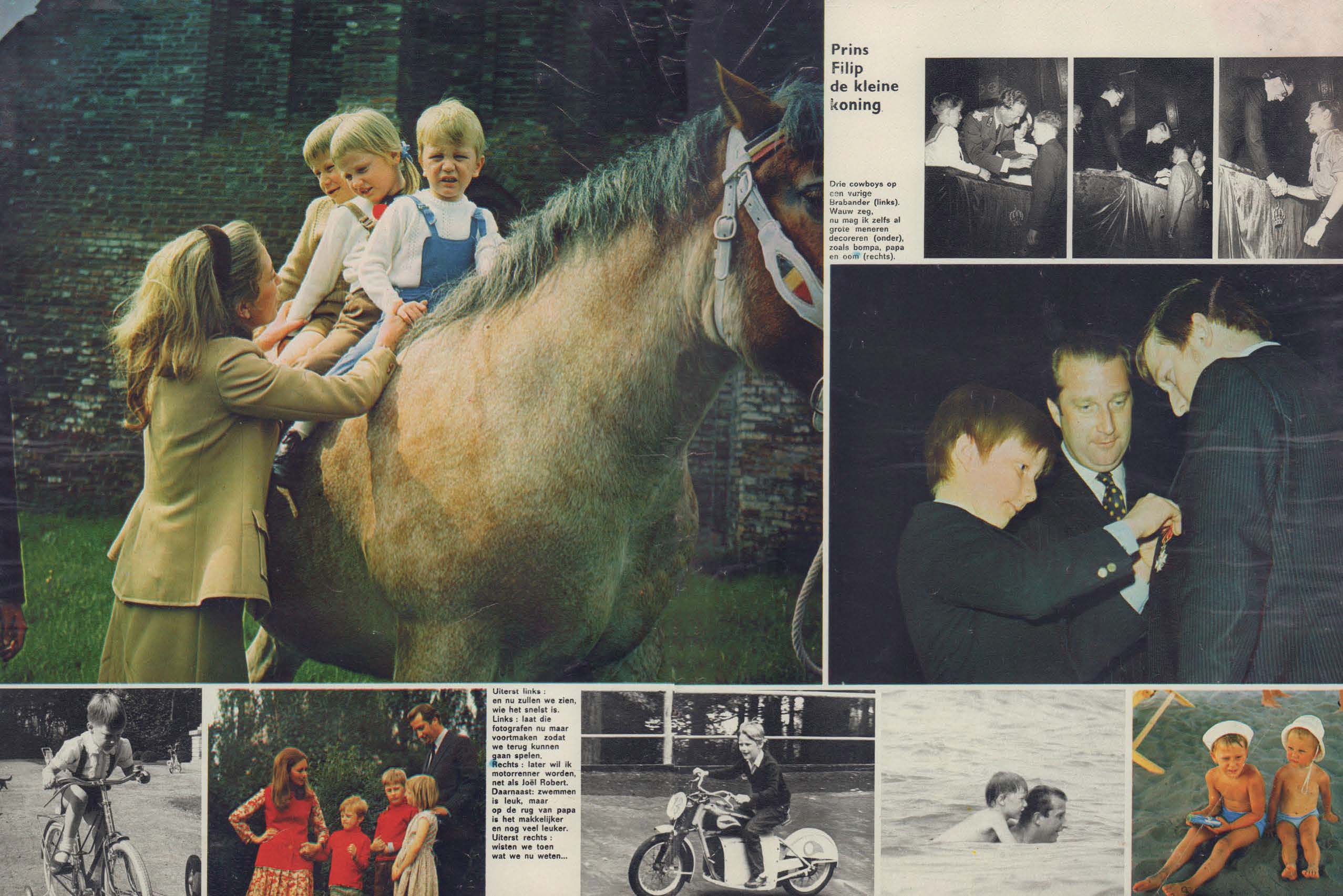 King Philip of Belgium with siblings on horseback