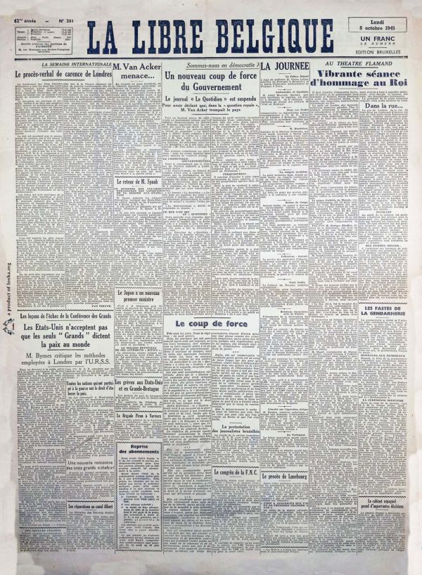 seconde guerre mondiale La libre Belgique journaux