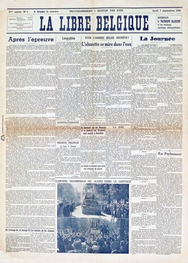 La libre Belgique 1944 09 07 newspaper second world war