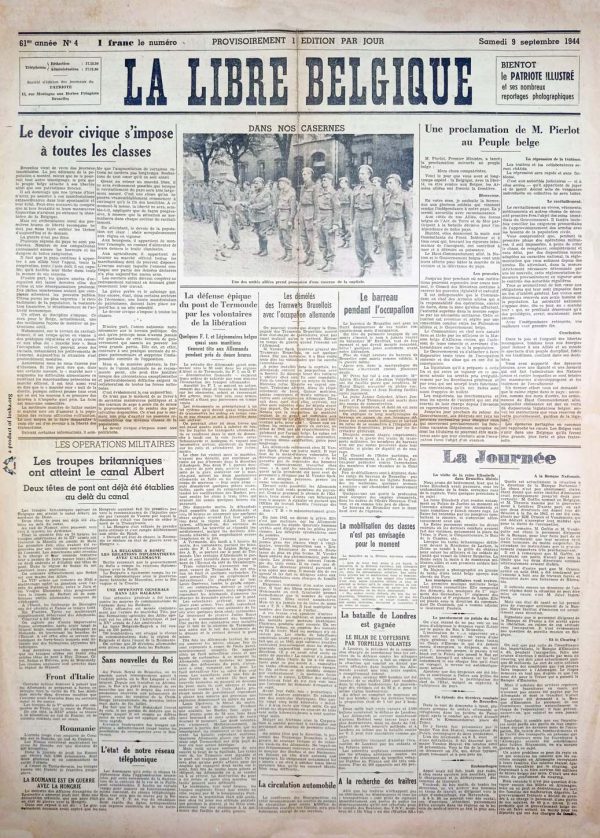 La libre Belgique 1944 09 09 journal seconde guerre mondiale