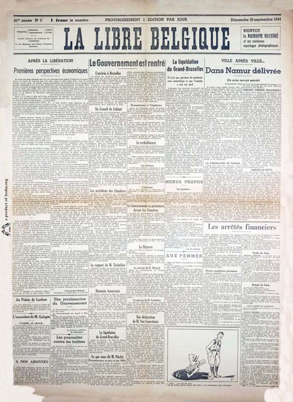 La libre Belgique 1944 09 10 newspaper second world war