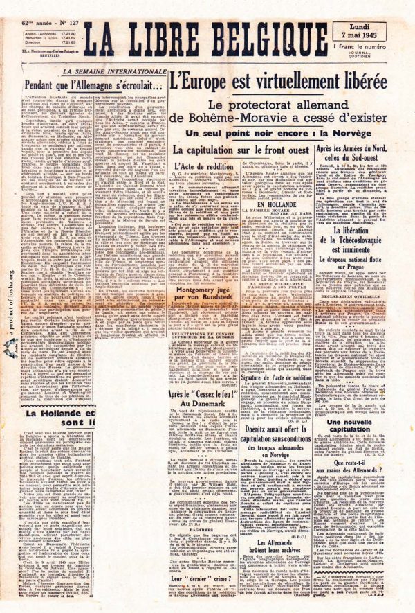La libre Belgique 1945 05 07 journal seconde guerre mondiale