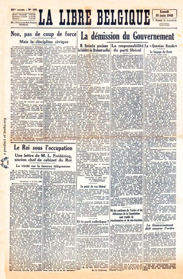 La libre Belgique 1945 06 18 zeitung zweiter weltkrieg krieg