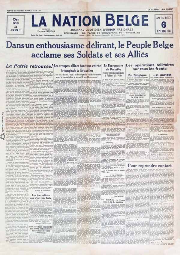 La nation Belge 1944 09 06 newspaper second world war