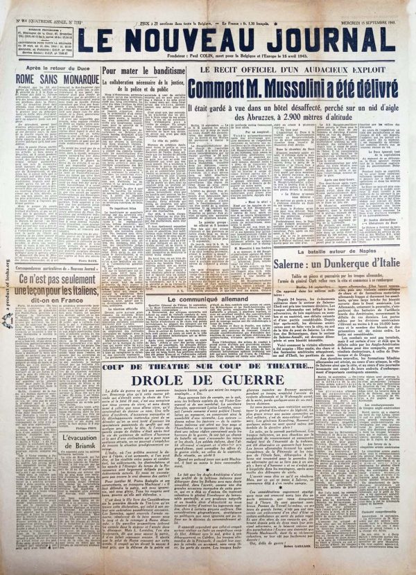 Le nouveau journal 1943 09 15 newspaper second world war