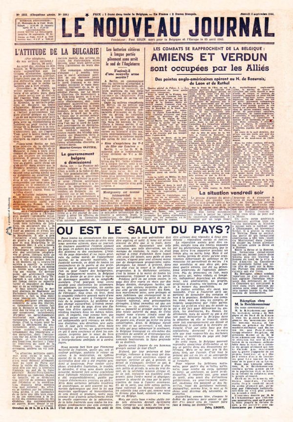 Le nouveau journal 1944 09 02 newspaper second world war