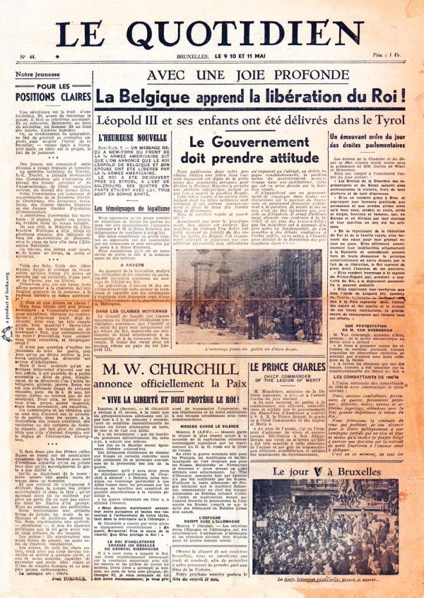 Le quotidien 1945 05 09 newspaper second world war
