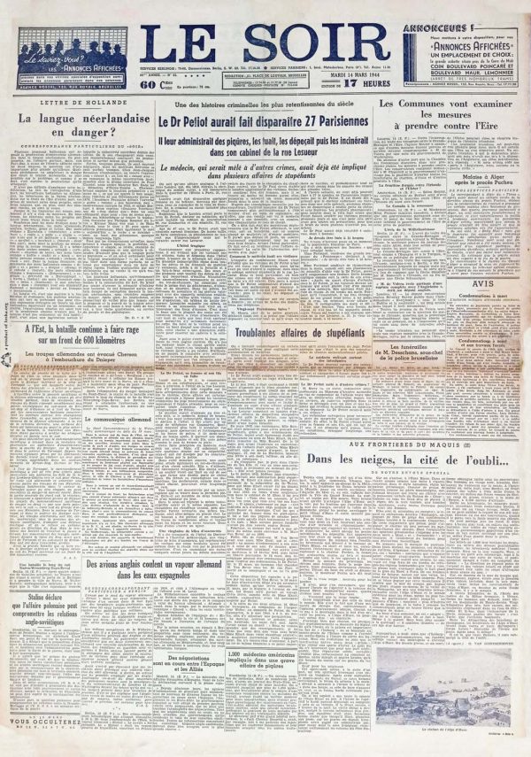 Le soir 1944 03 14 krant Le soir newspaper second world war