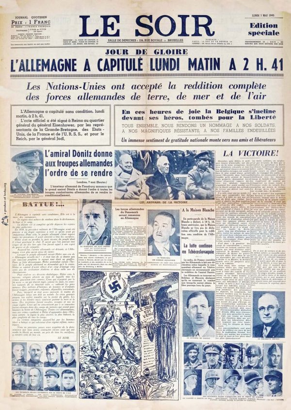 Le soir 1945 05 07 newspaper second world war