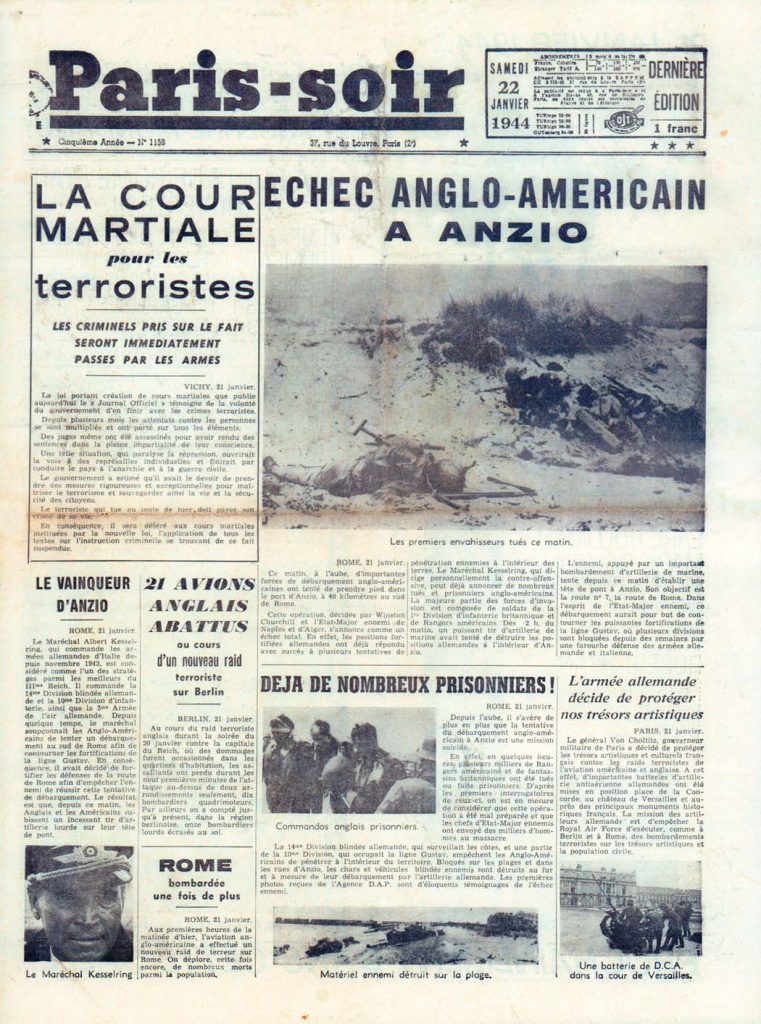Paris-soir 1944 01 22 krant oorlog