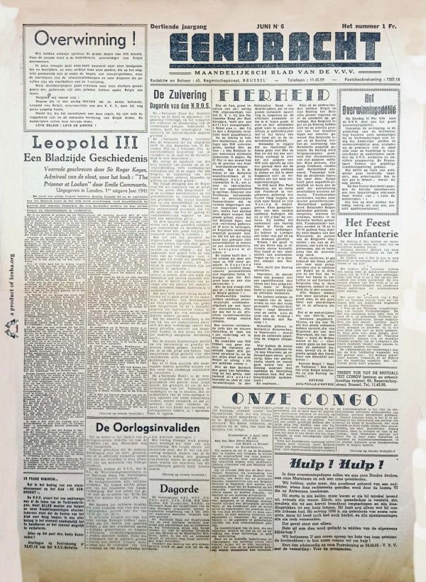 de eendracht - l'union juni newspaper second world war