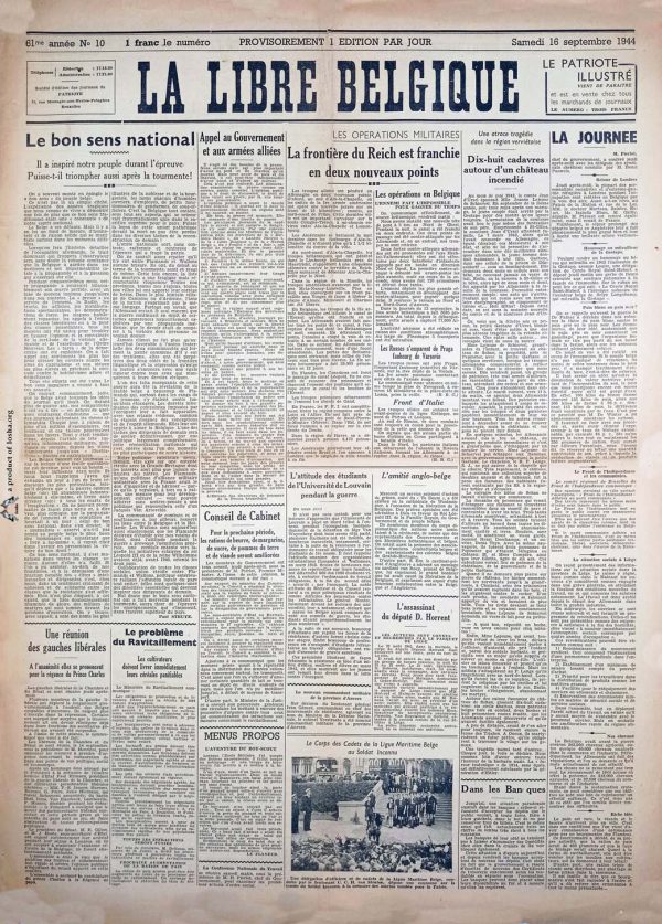la libre belgique 1944 09 16 newspaper second world war