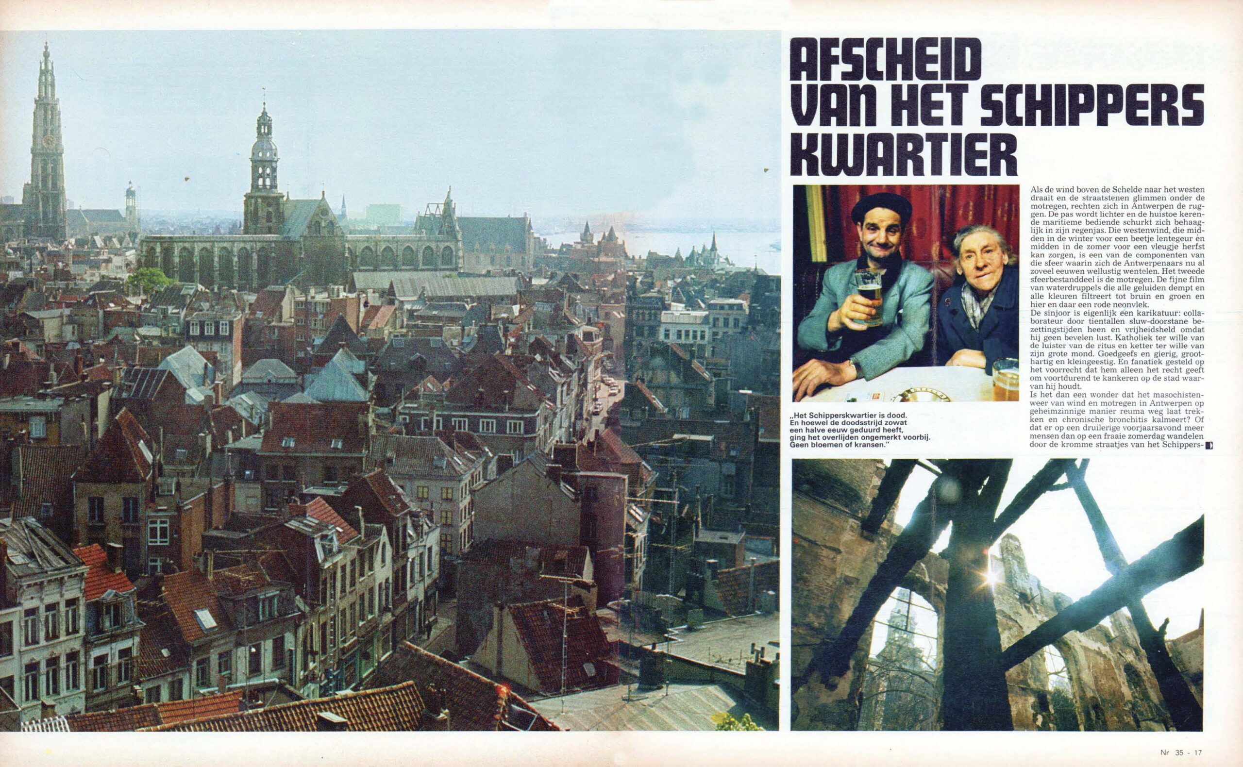 Zicht over Antwerpen met op de voorgrond het schipperskwartier