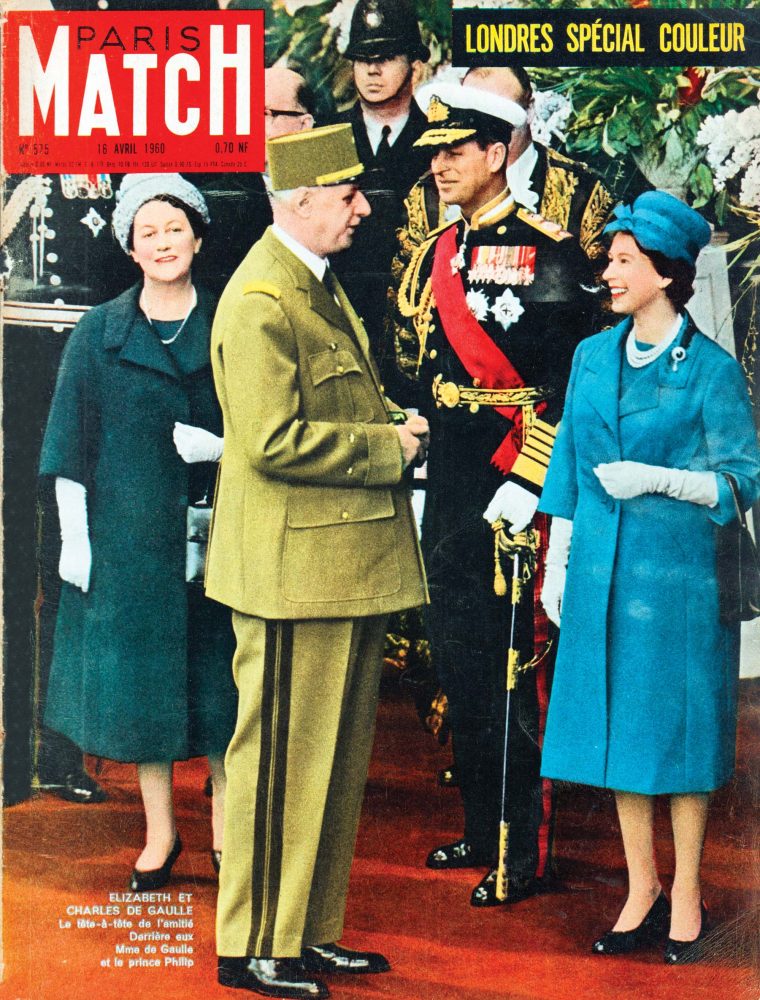 De Gaulle et Koningin Elizabeth koppensnellers Marcel Cerdan